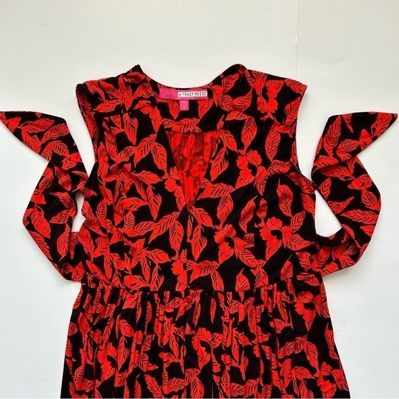 Anthropologie Plenty by Tracy Reese Fabiola Maxi Dress Red Black Tie Front S - Picture 8 of 10